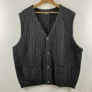 VTG Mens 100% Wool Cardigan Sweater Vest Sz XL Grunge Grandpa Hong Kong‎ Holes